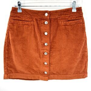 ARITZIA | WILFRED FREE Karmen Copper Orange Brown Corduroy Mini Skirt Size 10